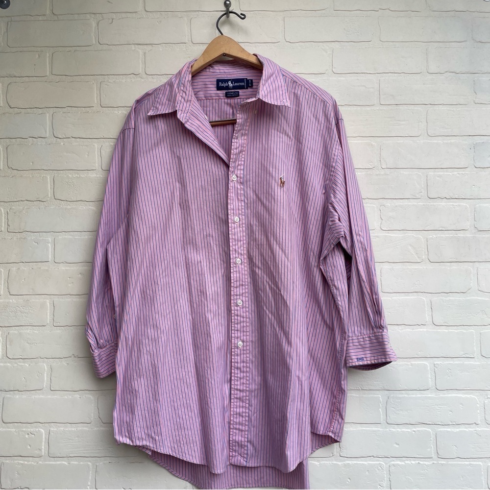 Ralph Lauren Men's Pink Striped Casual Shirt